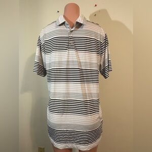 Columbia Polo Golf shirt Men's Large Omni-Wick‎ Striped Black Gray White Polo